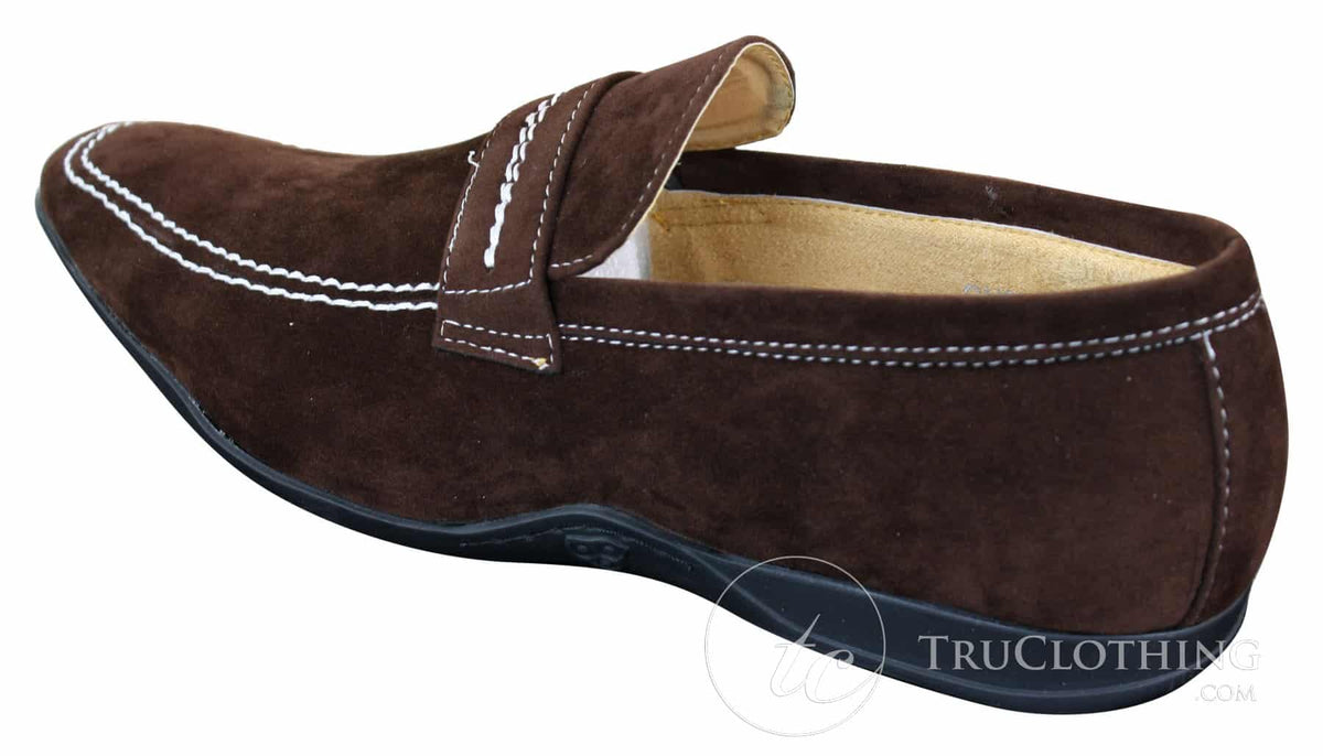 Galax GH052 - Zapatos de hombre de ante marrón sin cordones, estilo casual elegante, tallas 5 6 7 8 9 10 11