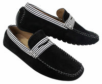 Zapatos náuticos de gamuza para hombre, con rayas, sin cordones, estilo casual elegante de verano, de fabricación italiana.