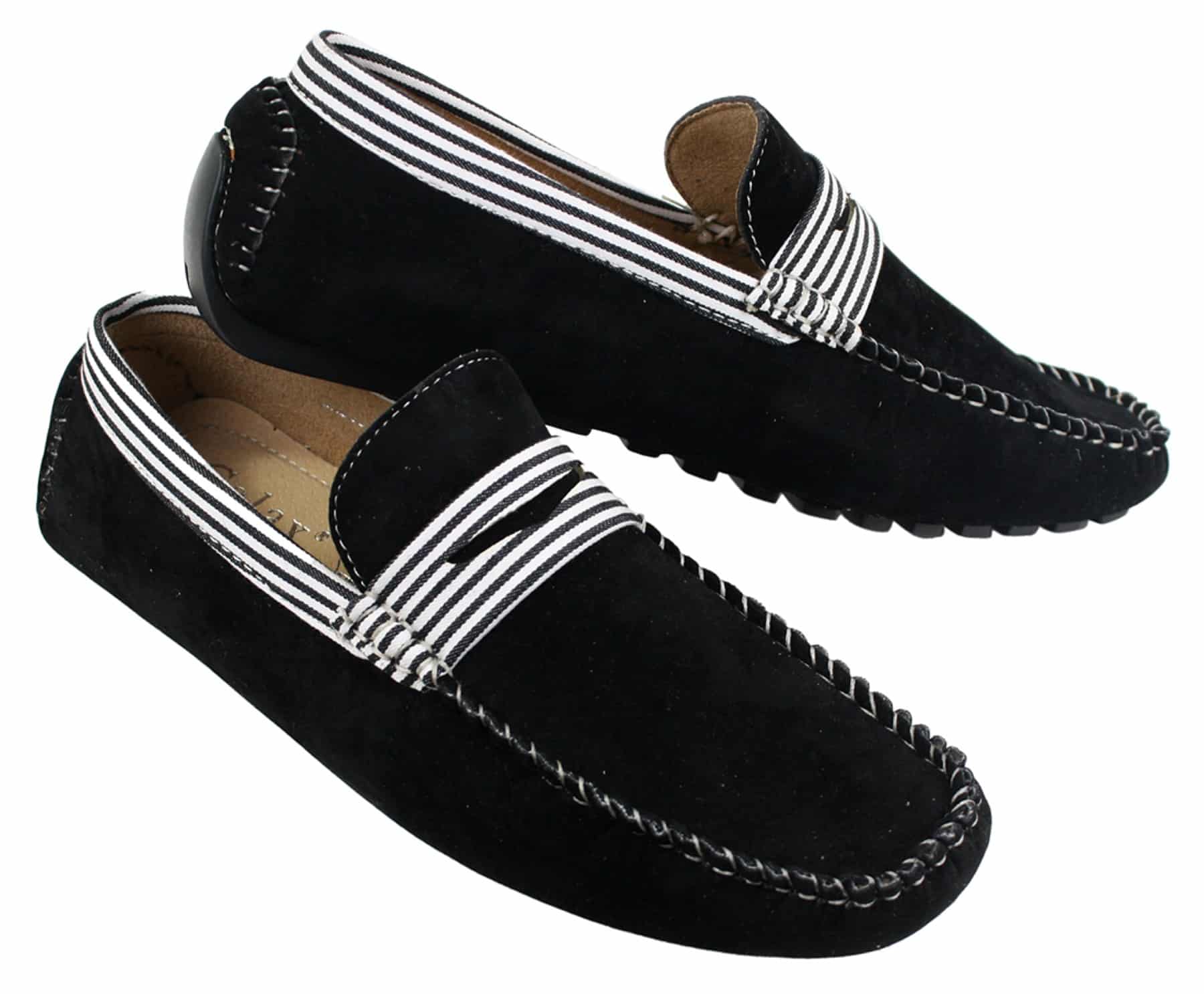 Zapatos náuticos de gamuza para hombre, con rayas, sin cordones, estilo casual elegante de verano, de fabricación italiana.