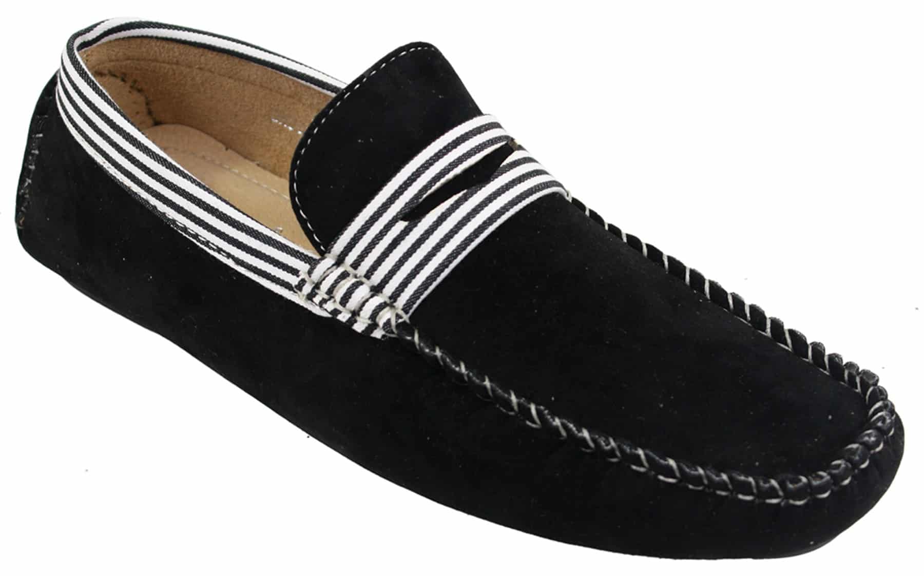 Zapatos náuticos de gamuza para hombre, con rayas, sin cordones, estilo casual elegante de verano, de fabricación italiana.