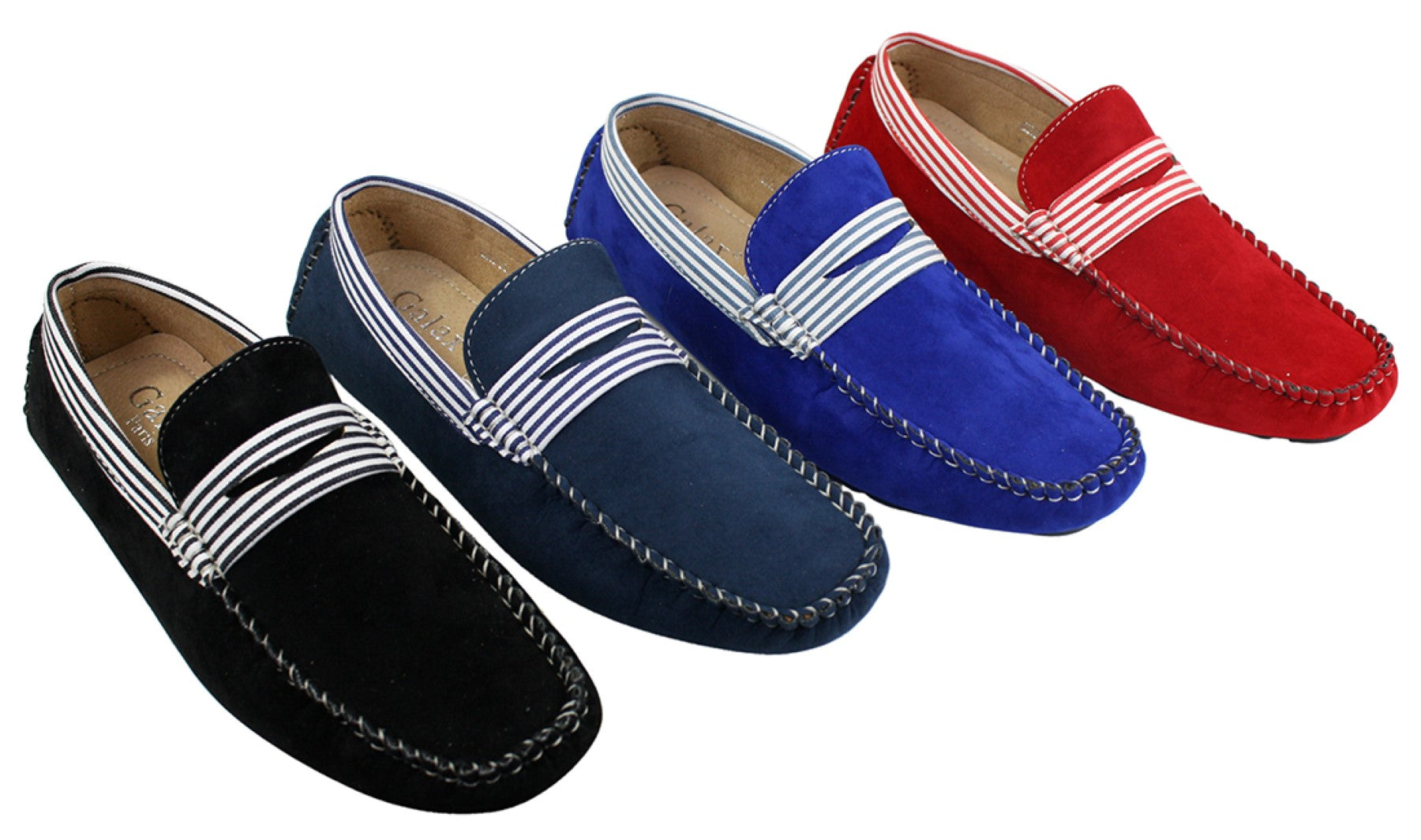 Zapatos náuticos de gamuza para hombre, con rayas, sin cordones, estilo casual elegante de verano, de fabricación italiana.