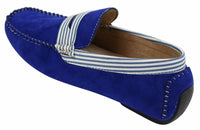 Zapatos náuticos de gamuza para hombre, con rayas, sin cordones, estilo casual elegante de verano, de fabricación italiana.