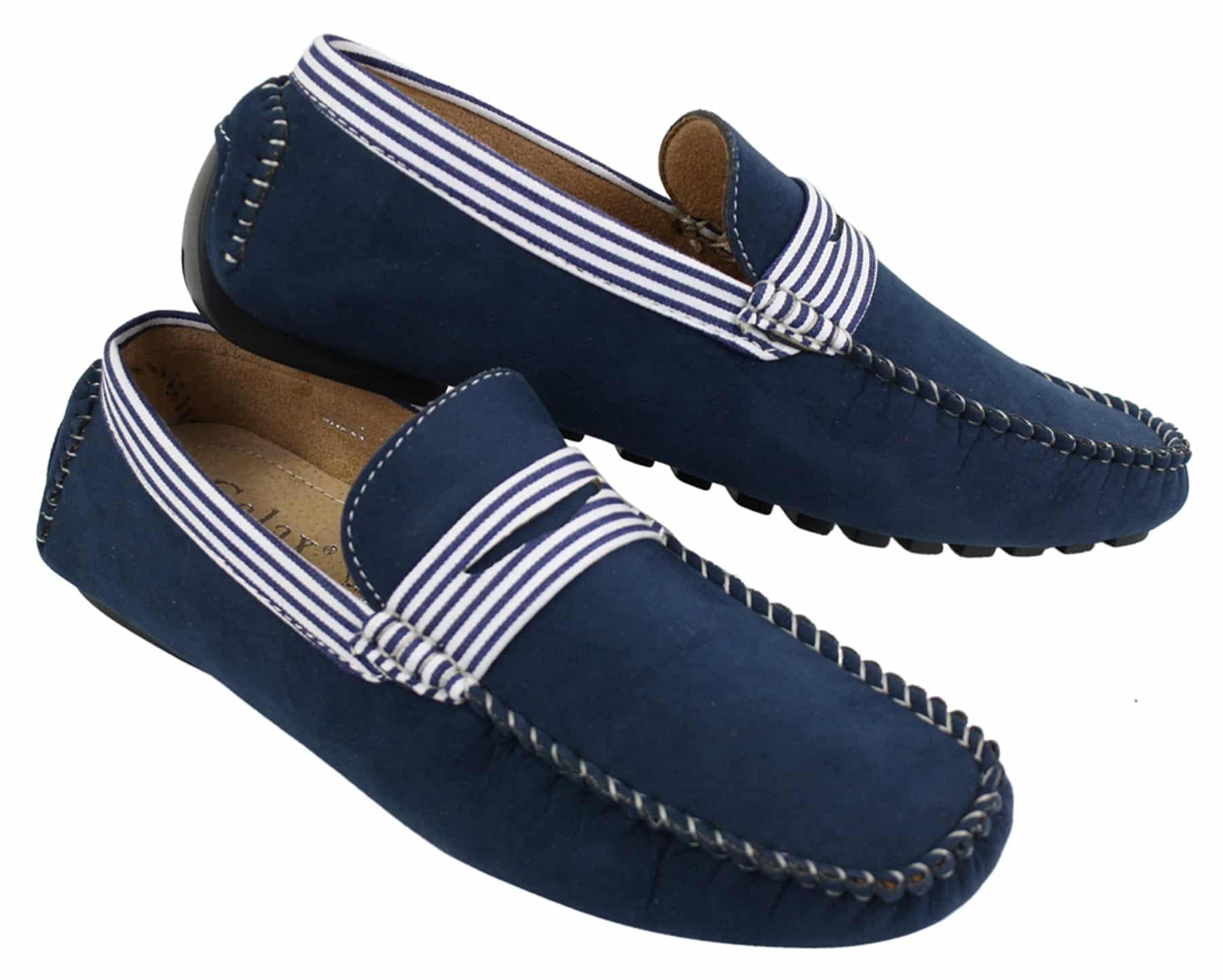 Zapatos náuticos de gamuza para hombre, con rayas, sin cordones, estilo casual elegante de verano, de fabricación italiana.