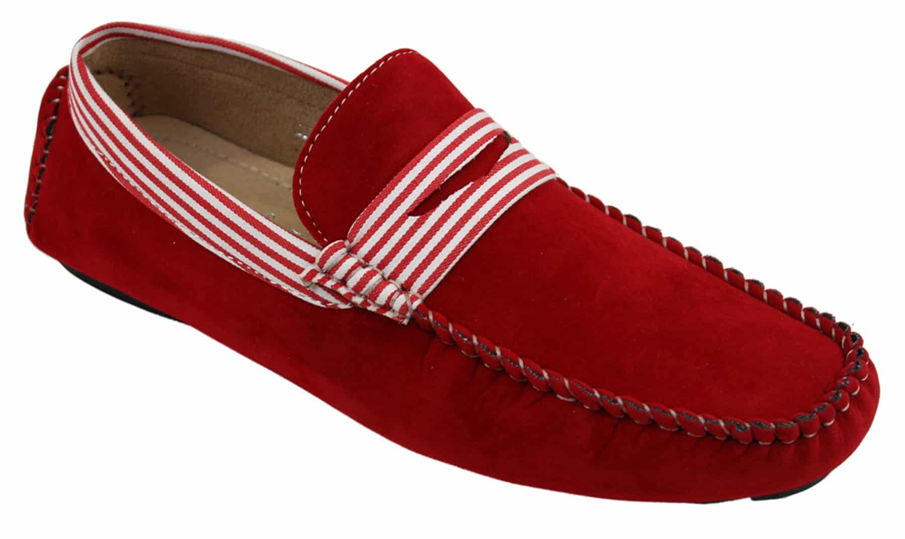 Zapatos náuticos de gamuza para hombre, con rayas, sin cordones, estilo casual elegante de verano, de fabricación italiana.
