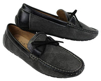 Zapatos mocasines de cuero y mezclilla para hombre, estilo casual elegante, color azul marino y marrón claro, estilo italiano.
