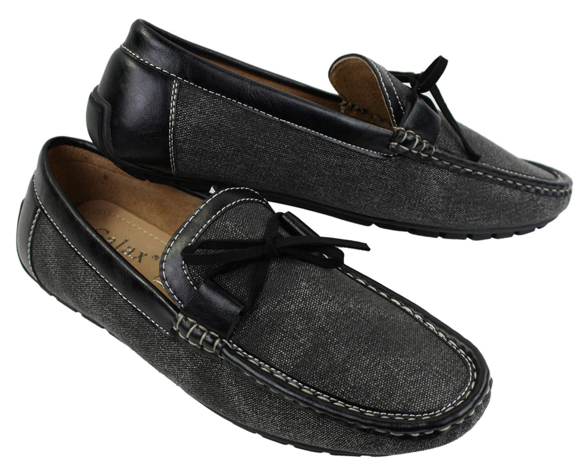 Zapatos mocasines de cuero y mezclilla para hombre, estilo casual elegante, color azul marino y marrón claro, estilo italiano.