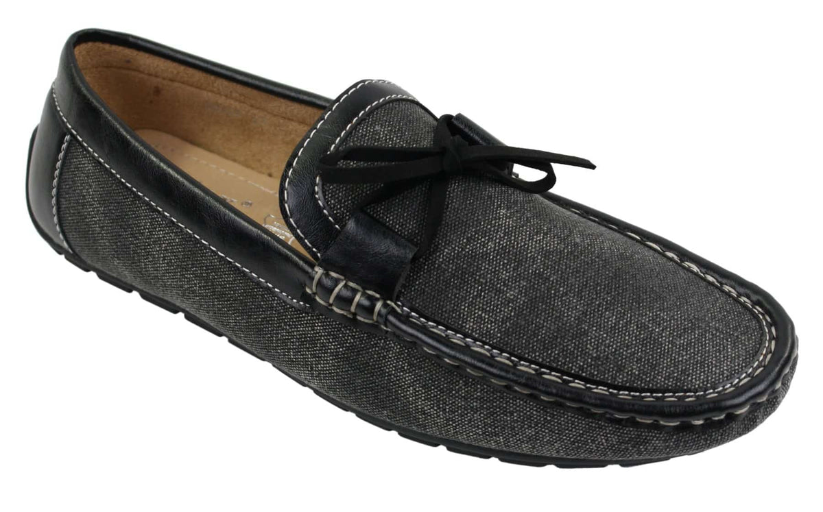 Zapatos mocasines de cuero y mezclilla para hombre, estilo casual elegante, color azul marino y marrón claro, estilo italiano.