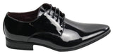 Zapatos elegantes de hombre con cordones, forrados en piel, ideales para la oficina, fiestas y bodas. Diseño italiano, charol brillante.