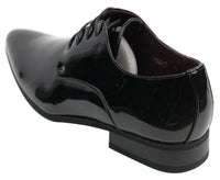 Zapatos elegantes de hombre con cordones, forrados en piel, ideales para la oficina, fiestas y bodas. Diseño italiano, charol brillante.