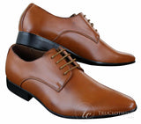 Galax GH2019 - Zapatos de cuero elegantes, casuales y formales para hombre, con cordones y punta, ideales para bodas, graduaciones o la oficina.