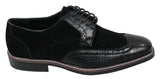 Zapatos brogue para hombre, estilo Gatsby Vintage, en ante negro y marrón con detalles de piel de serpiente.
