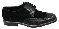 Zapatos brogue para hombre, estilo Gatsby Vintage, en ante negro y marrón con detalles de piel de serpiente.