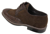 Zapatos brogue para hombre, estilo Gatsby Vintage, en ante negro y marrón con detalles de piel de serpiente.