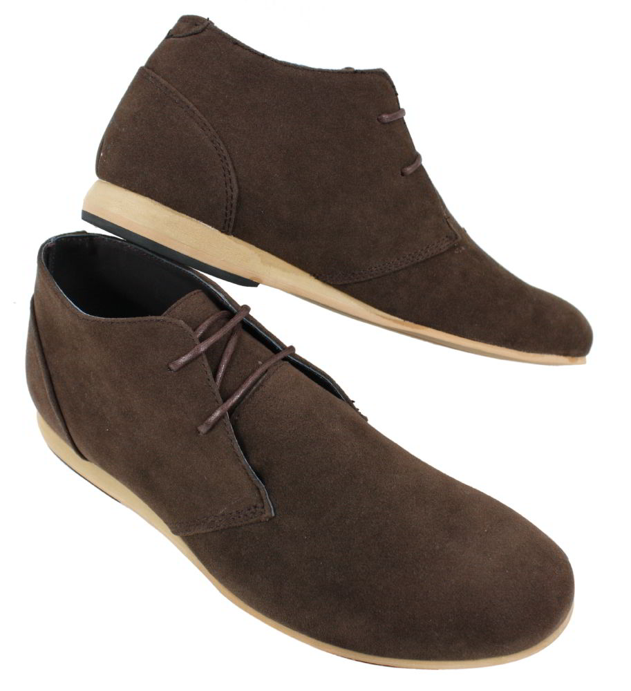Botas de hombre negras, beige, marrón y azul marino, estilo desert boots, de ante, de caña alta, estilo Chelsea.