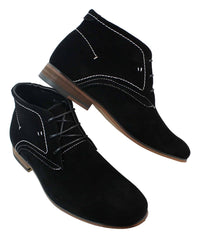Botines casuales de ante para hombre, estilo desierto, color marrón, negro y azul marino, forrados en cuero.