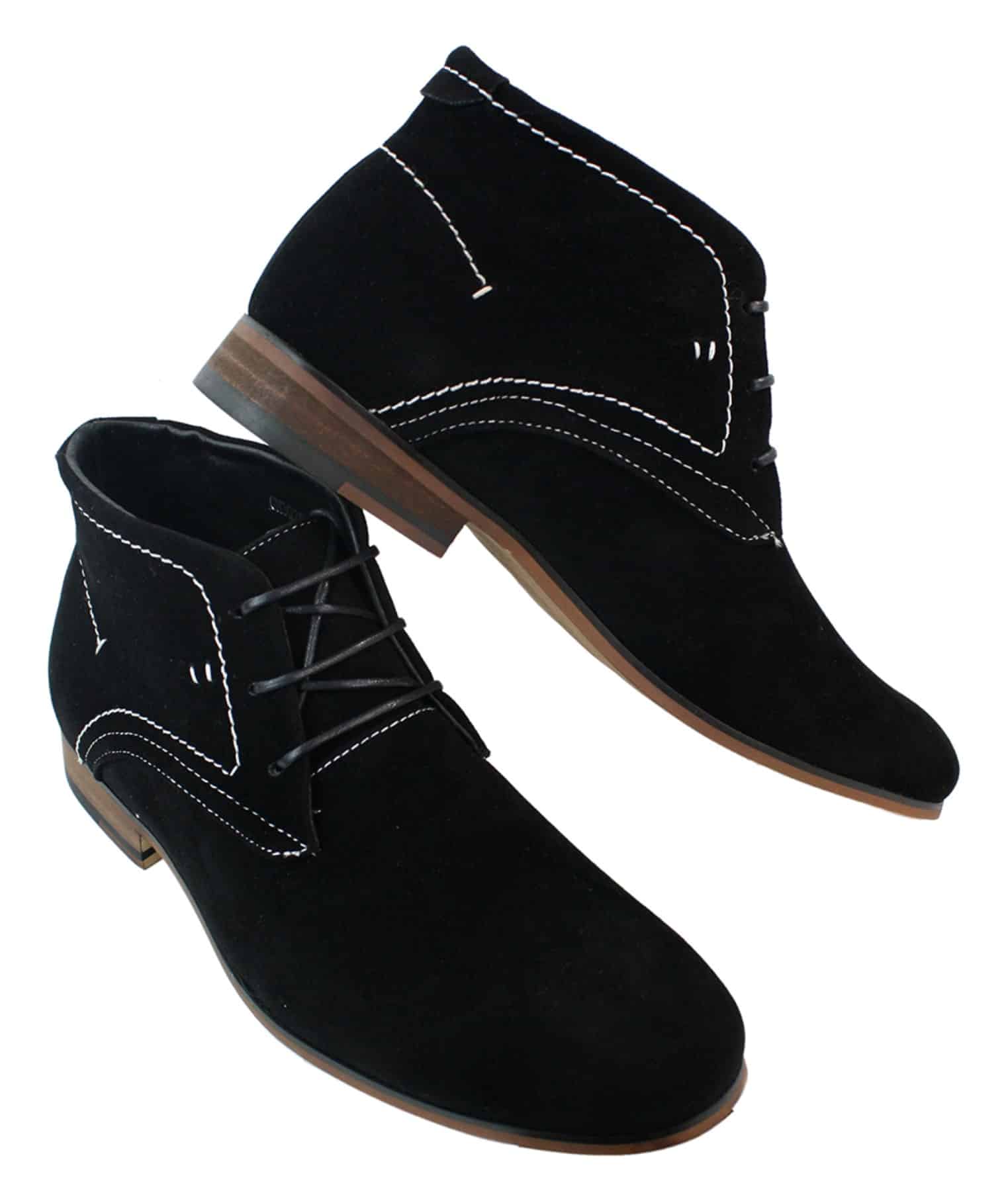 Botines casuales de ante para hombre, estilo desierto, color marrón, negro y azul marino, forrados en cuero.