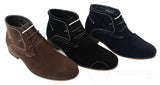 Botines casuales de ante para hombre, estilo desierto, color marrón, negro y azul marino, forrados en cuero.