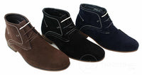 Botines casuales de ante para hombre, estilo desierto, color marrón, negro y azul marino, forrados en cuero.
