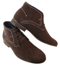 Botines casuales de ante para hombre, estilo desierto, color marrón, negro y azul marino, forrados en cuero.