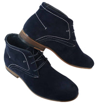 Botines casuales de ante para hombre, estilo desierto, color marrón, negro y azul marino, forrados en cuero.