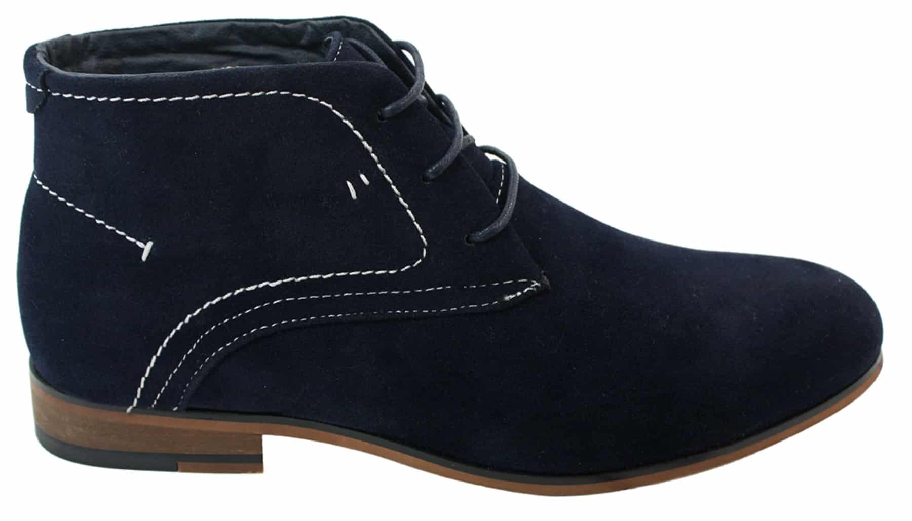 Botines casuales de ante para hombre, estilo desierto, color marrón, negro y azul marino, forrados en cuero.