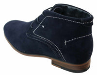 Botines casuales de ante para hombre, estilo desierto, color marrón, negro y azul marino, forrados en cuero.