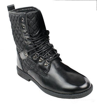 Botas italianas de hombre con forro de cuero negro y cordones, diseño casual de rombos.