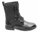 Botas italianas de hombre con forro de cuero negro y cordones, diseño casual de rombos.