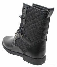 Botas italianas de hombre con forro de cuero negro y cordones, diseño casual de rombos.