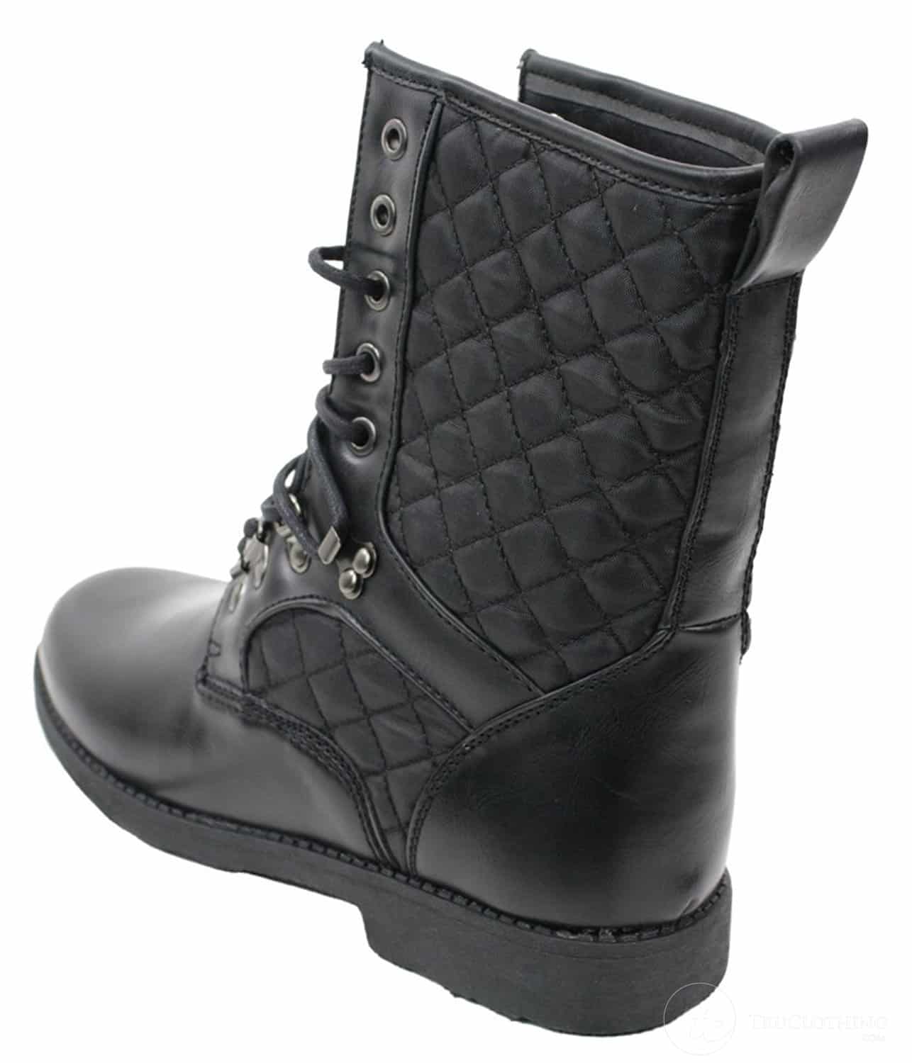Botas italianas de hombre con forro de cuero negro y cordones, diseño casual de rombos.