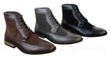 Botines Chelsea Brouge para hombre, de piel y ante, estilo italiano, elegantes e informales, con cordones, de estilo retro.