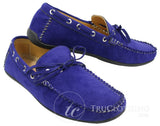 Zapatos mocasines de hombre estilo náutico, de ante, con cordones, color marrón y azul, estilo italiano.