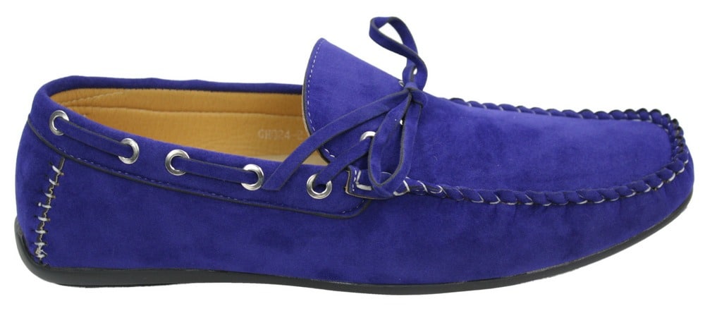 Zapatos mocasines de hombre estilo náutico, de ante, con cordones, color marrón y azul, estilo italiano.