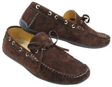 Zapatos mocasines de hombre estilo náutico, de ante, con cordones, color marrón y azul, estilo italiano.