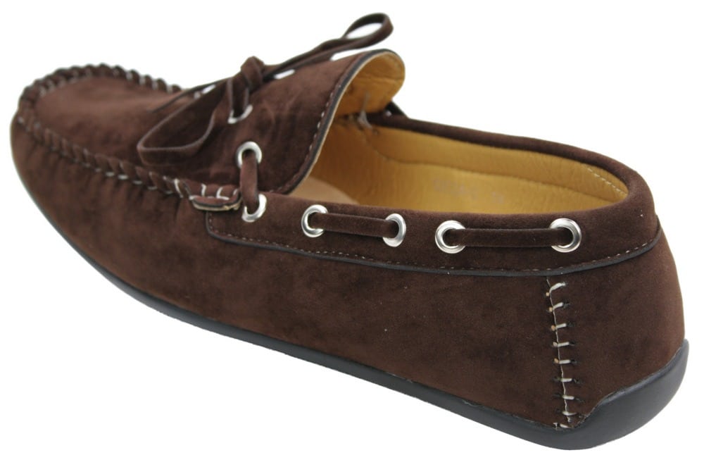 Zapatos mocasines de hombre estilo náutico, de ante, con cordones, color marrón y azul, estilo italiano.