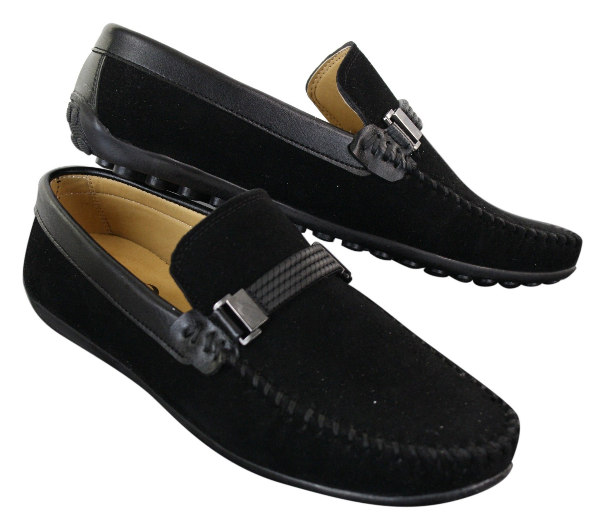 Galax ZD71 - Zapatos de conducción casuales para hombre, de ante y piel sintética, con hebilla.