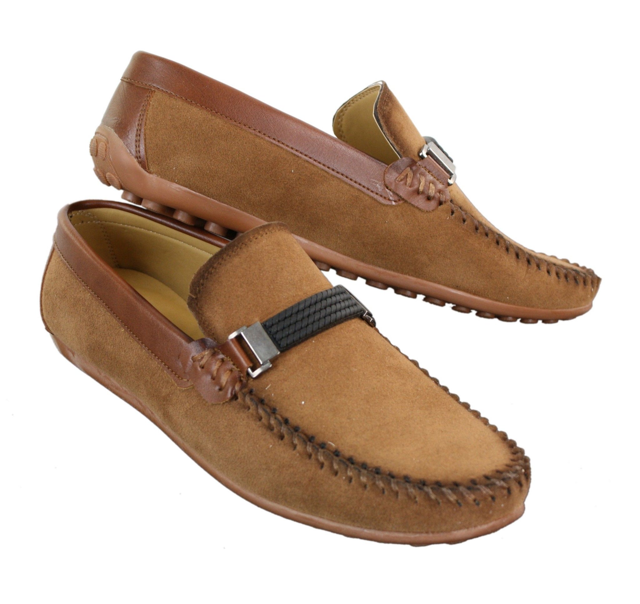 Galax ZD71 - Zapatos de conducción casuales para hombre, de ante y piel sintética, con hebilla.