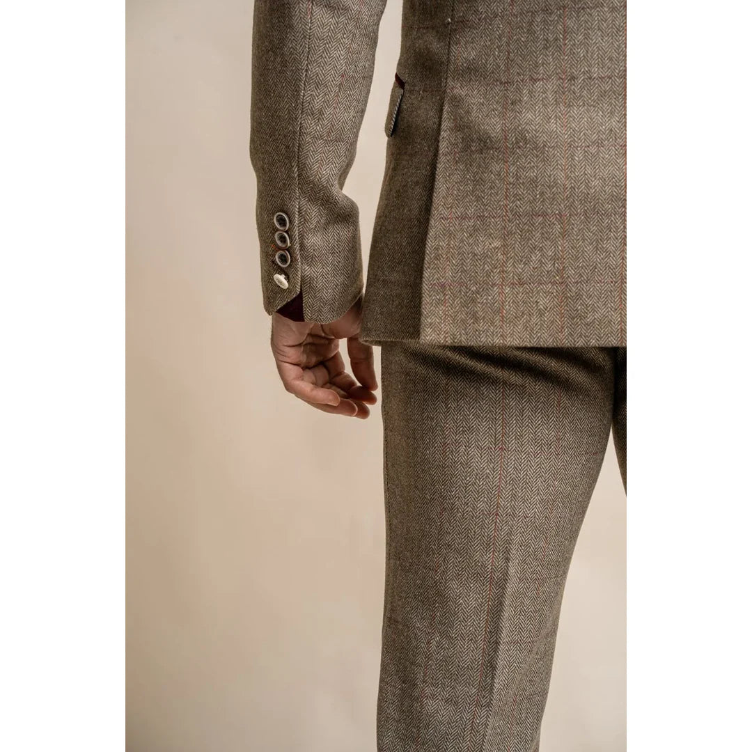 Gaston - Blazer de tweed a cuadros color oliva para hombre