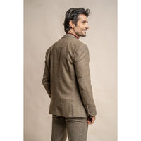 Gaston - Blazer de tweed a cuadros color oliva para hombre
