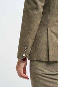 Traje de hombre de tweed a cuadros verde oliva