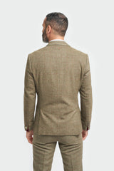 Traje de hombre de tweed a cuadros verde oliva