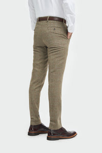 Traje de hombre de tweed a cuadros verde oliva