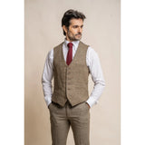 Gaston - Chaleco de tweed a cuadros color oliva para hombre