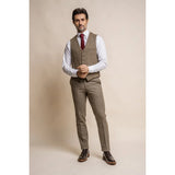 Gaston - Chaleco de tweed a cuadros color oliva para hombre