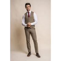 Gaston - Chaleco de tweed a cuadros color oliva para hombre