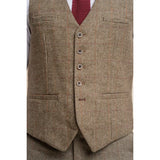Gaston - Chaleco de tweed a cuadros color oliva para hombre
