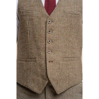 Gaston - Chaleco de tweed a cuadros color oliva para hombre