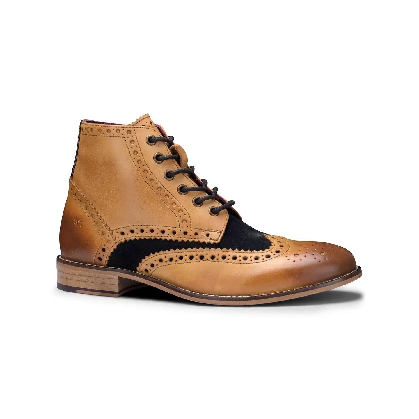 Botas vintage de cuero auténtico para hombre, estilo brogue de los años 20, con cordones de gamuza y tweed, elegantes y formales.