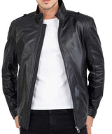 Chaqueta larga de piel de cordero auténtica para hombre, corte entallado - B208