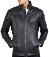 Chaqueta larga de piel de cordero auténtica para hombre, corte entallado - B208